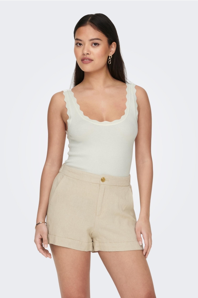 JDYNANNA S/L SCALLOP EDGE TOP KNT 15290585 CLOUD DANCER